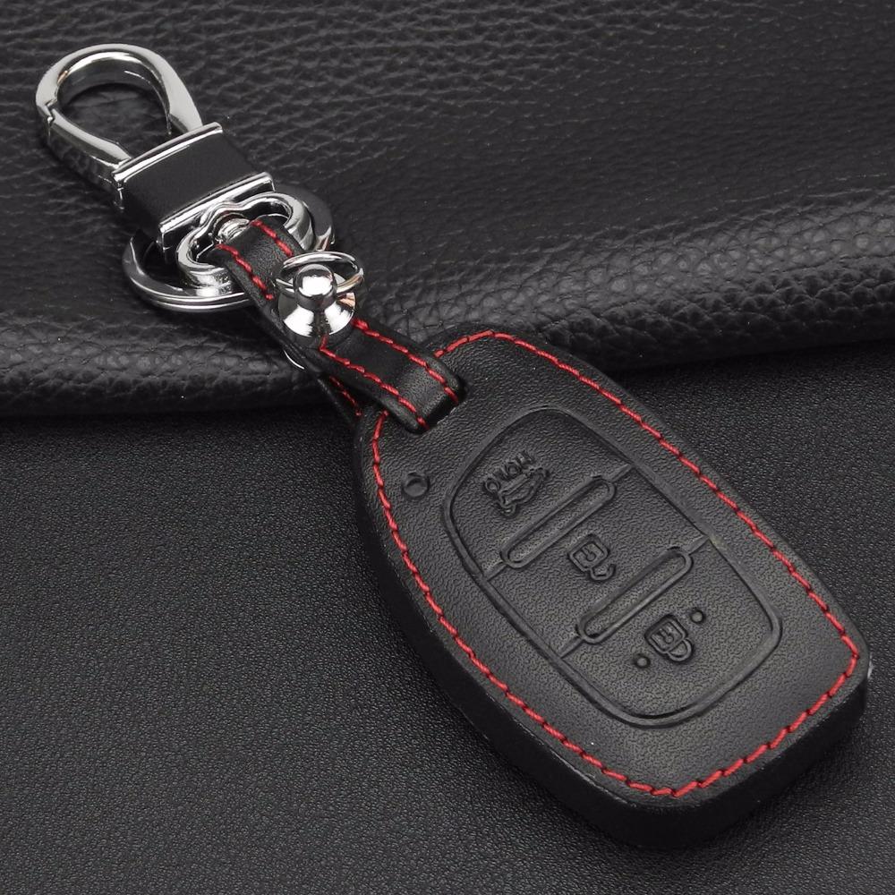 jingyuqin 3 Buttons Remote Leather Car Key Case Cover For Hyundai Porter Grandeur HB20 Solaris IX25 ix35