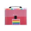 Handheld Rainbow Accordion 13-Grid Snap-Button Storage Bag for Student Papers