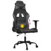Gaming Chair with Massage Function Black and Gray Faux Leather