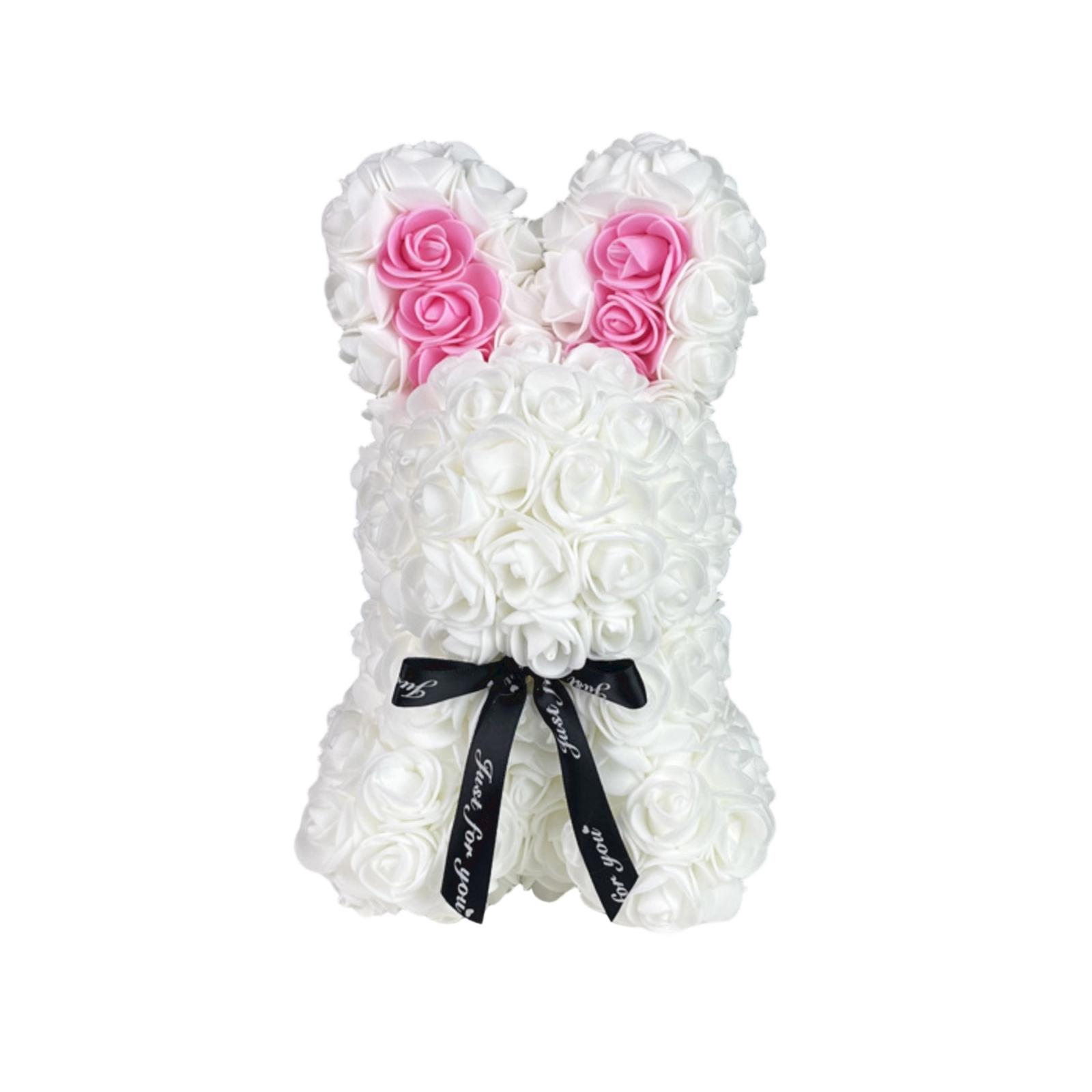 Preserved Rose Bunny, Preserved Flower Bunny Paired With Pe Foam Flowers. белый