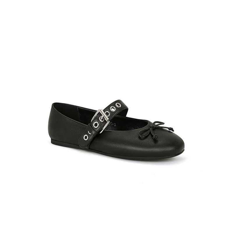 Chic Girl~ Bow Shallow Mouth Flat Bottom Ballet Single Shoes Women's 2025 New Fashion One-Word Belt Mary Jane Shoes
