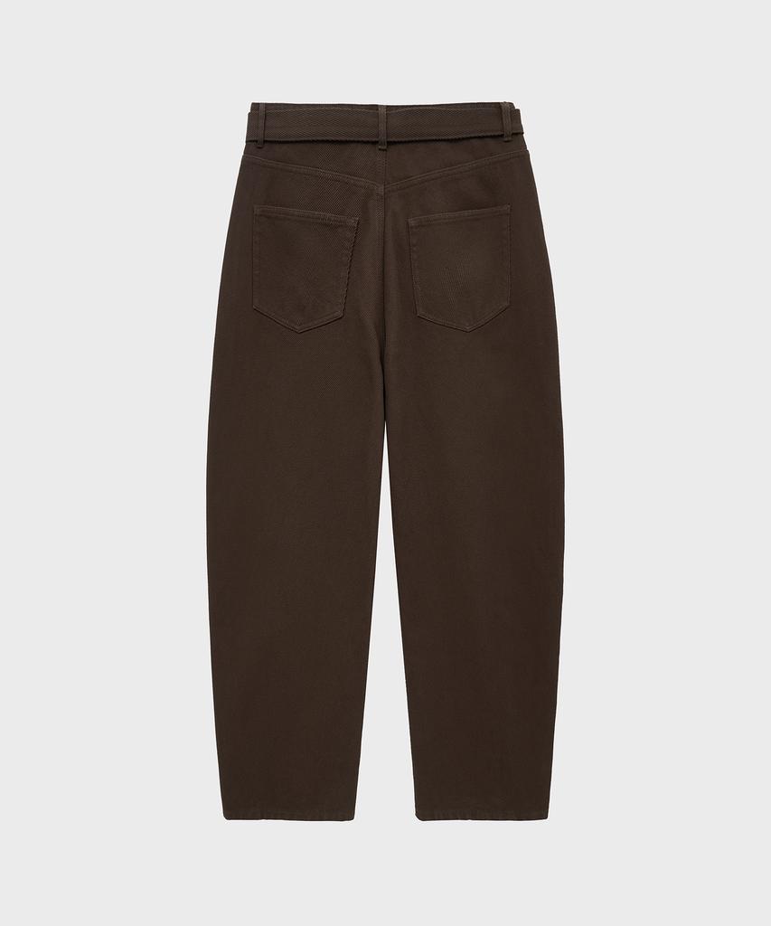 NOIRER Cotton Whipcord Washed Curved Pants (Brown)