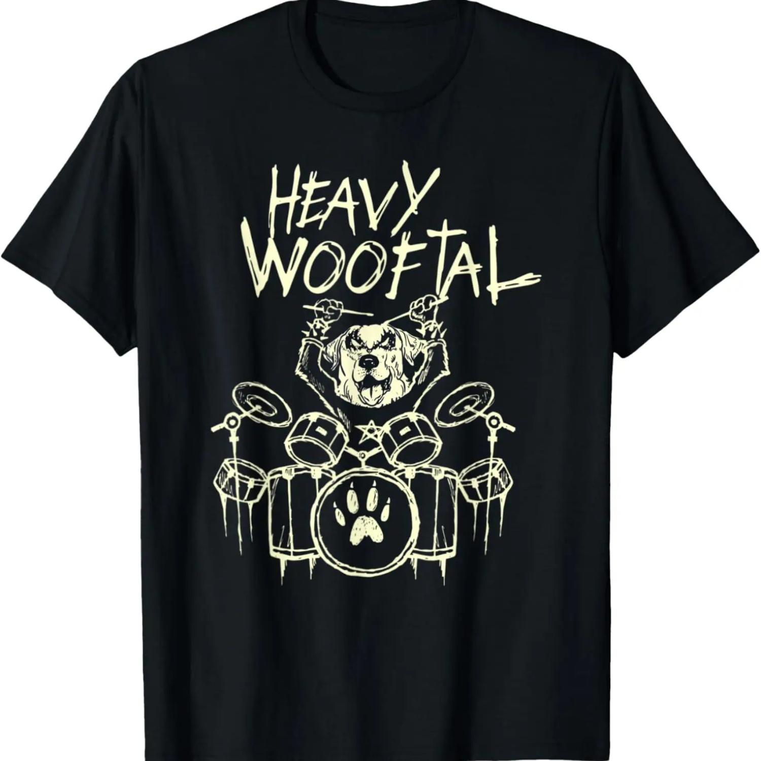 Подарок для хэви-метал хэдбэнгера Собака-барабанщик Играет на барабане Woof-tal Футболка S