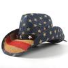 Summer Classic American Flag Cowboy Hats For Men Wide Brim Usa Cowgirl Chapeau Homme Cap Usa Flag Straw Cowboy Hat Dropshipping