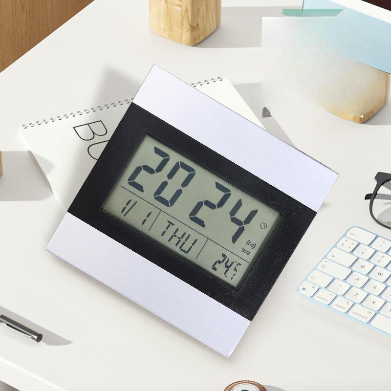 Simple Aluminum Clock Large Screen Electronic Clock Digital Clock Multifunctional Silent Electronic Temperature Alarm Clock