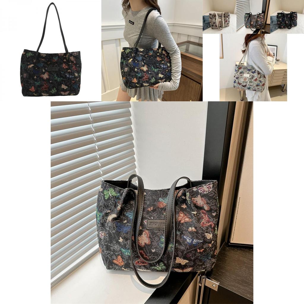 Chic 2024 New Black And White Canvas Tote Bag With Zipper For Daily Use