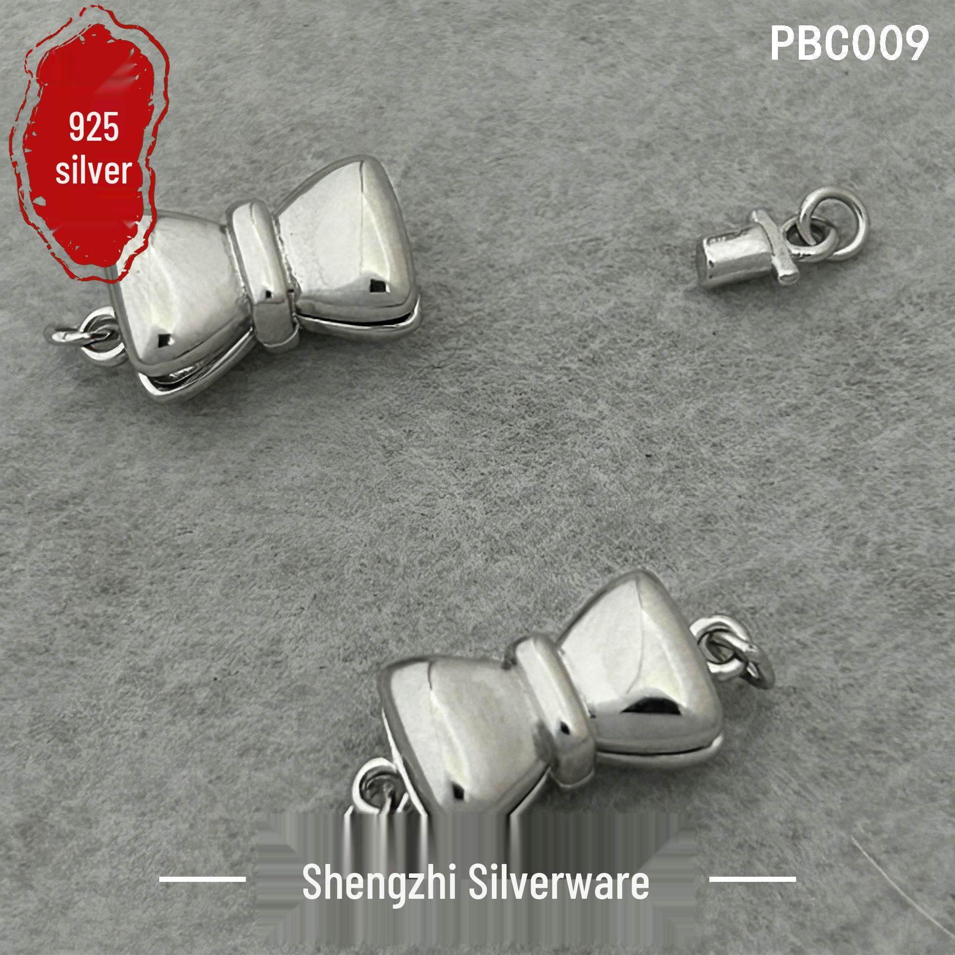 S925 Sterling Silver Handmade Bow Pendant Necklace Pin Buckle Parts