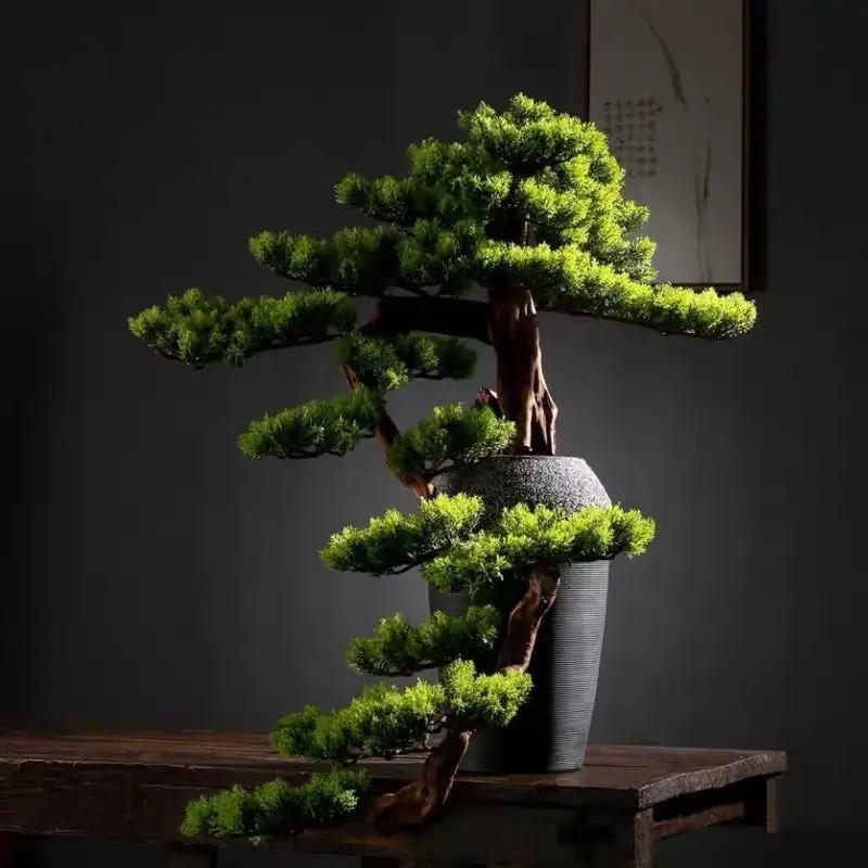 Artificial Cliff Cypress Welcome Pine Bonsai Plant Office Green Plant False Tree Decoration Hotel Soft Installation Landscape