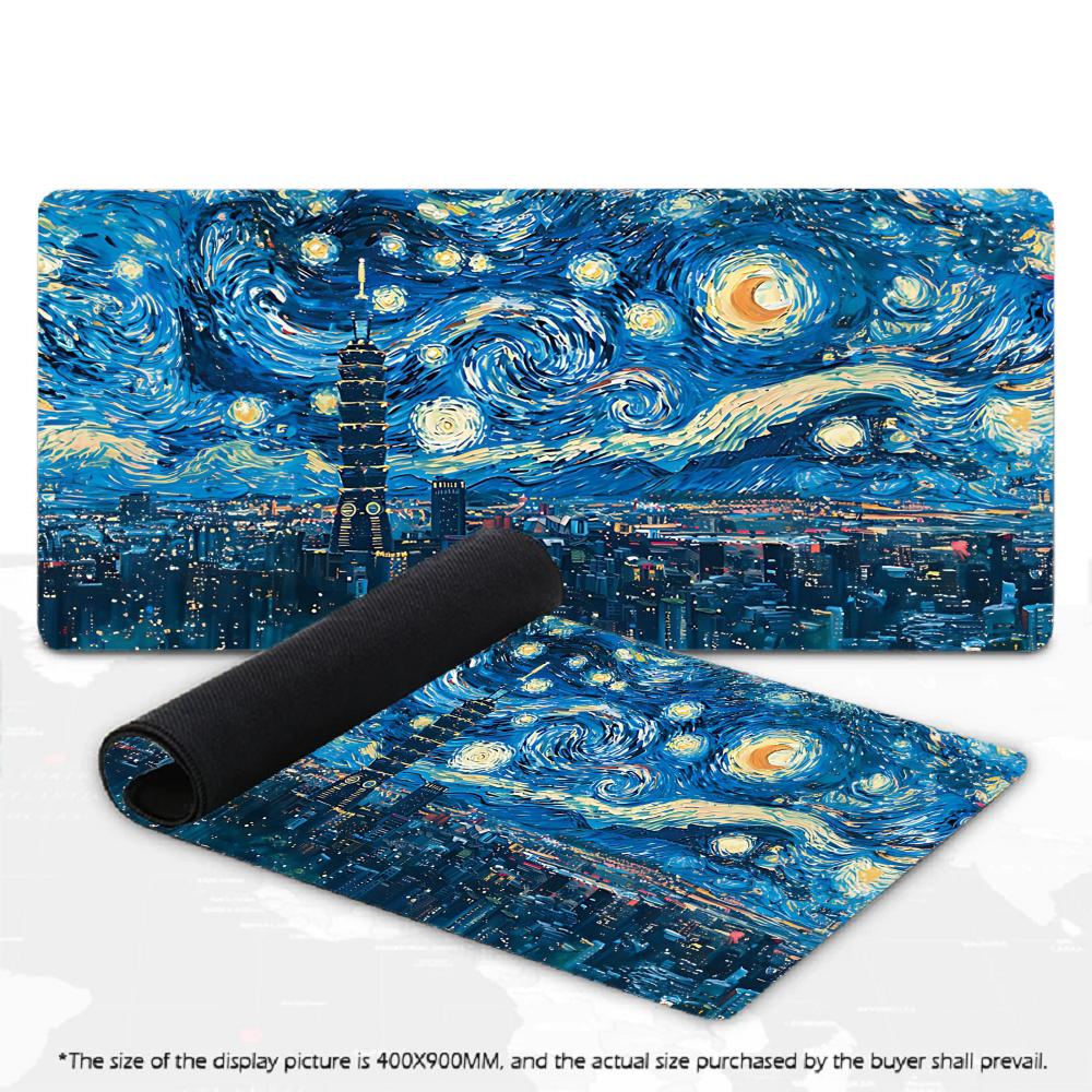 Classic Oil Painting Art Starry Night Sky Mouse Pad XXL Large Desk Mat Gaming Mousepad Non-slip Rubber Keyboard Mat PC Gamer