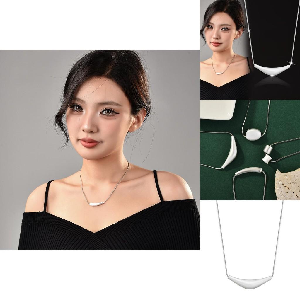 Stylish Ins Inspired Geometric Necklace For Women With Unique Shapes And Polished Titanium