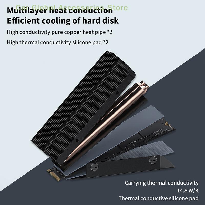 SSD-V3 2280 M.2 Dual Heat Pipe Solid State Drive NVME Grille-type All-aluminum Vest High-efficiency Heat Sink Gaming Accessories