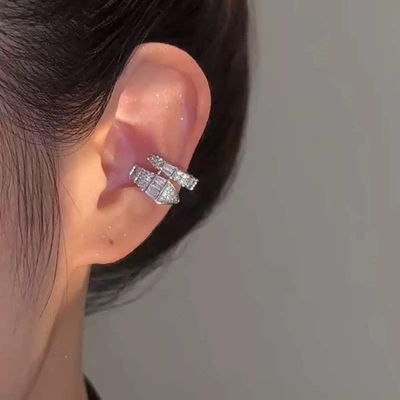 Snake-Shaped C-Shaped Zirconia Ear Clips: No-Piercing, Luxury, High-End Feel Earring Accessories for Women