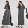 Short Plus Adult [Augseed] Women's Dress, Spring/Summer, Sleeve, Long, V-Neck, Elegant, Size, Half-Zip, A-Line, Cute, (L)