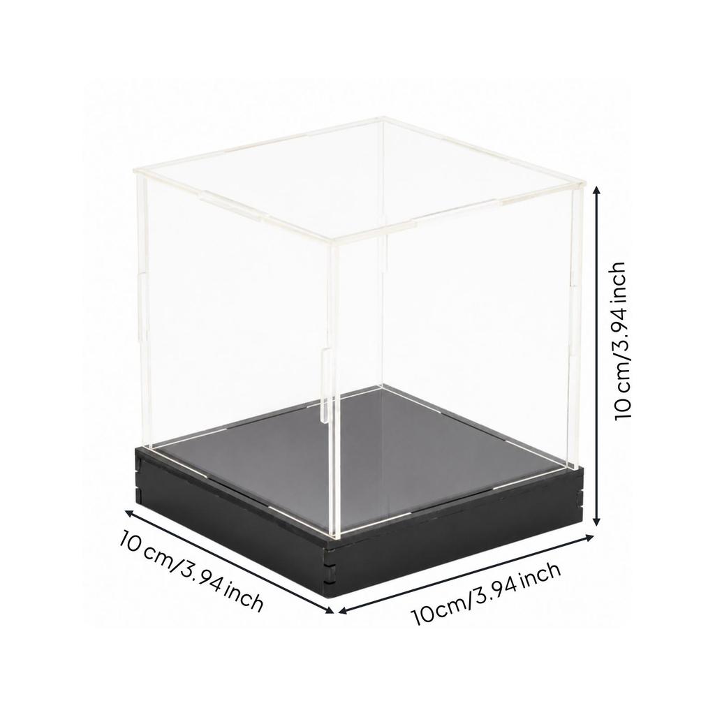 Figure Display Case with Black Foundation Tabletop Clear Desktop