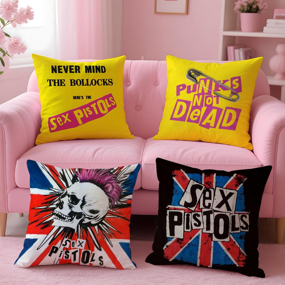 Punk Rock Band S-Sex Pistols Pillow Case Short Plush Double-Sided Printing Home Machine Washable In Warm Winter Cushion Cover
