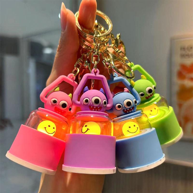 Adorable Silicone Monster Keychain Light Cute Pendant For Bags And Cars