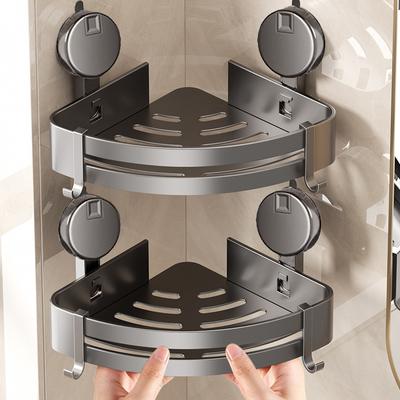 Shower Suction Cup Shelf Aluminum Bathroom Corner Shelf Without Drilling Bathroom Organizer Toilet Rack Bathroom Accessories