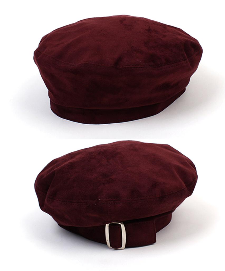 Belted Wine Suede Beret