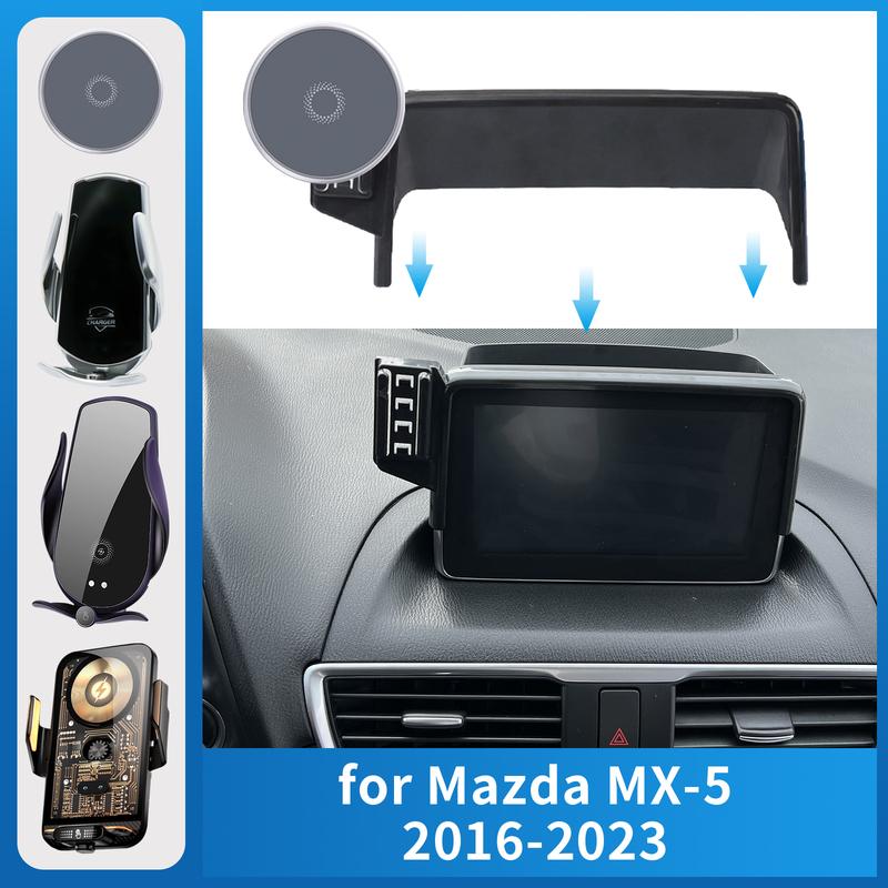for Mazda MX-5 2016- ND MX5 Miata Roadster Car Phone Holder Screen Fixed Navigation Bracket Base Wireless Charging