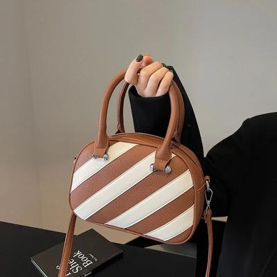 Small Design Bag for Women New Color Contrast Striped Single Shoulder Crossbody Small Square Bag
