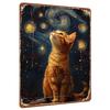 Van Gogh Stil Sternennacht Orange Katze Benutzerdefinierte Metallwandkunst Wohnzimmer Schlafzimmer Dekor Hängendes Gemälde