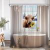 Funny Highland Cow Farm Animal Print Shower Curtain Bathing Animals Horse Donkey Floral Bathroom Decor Polyester Bath Curtain