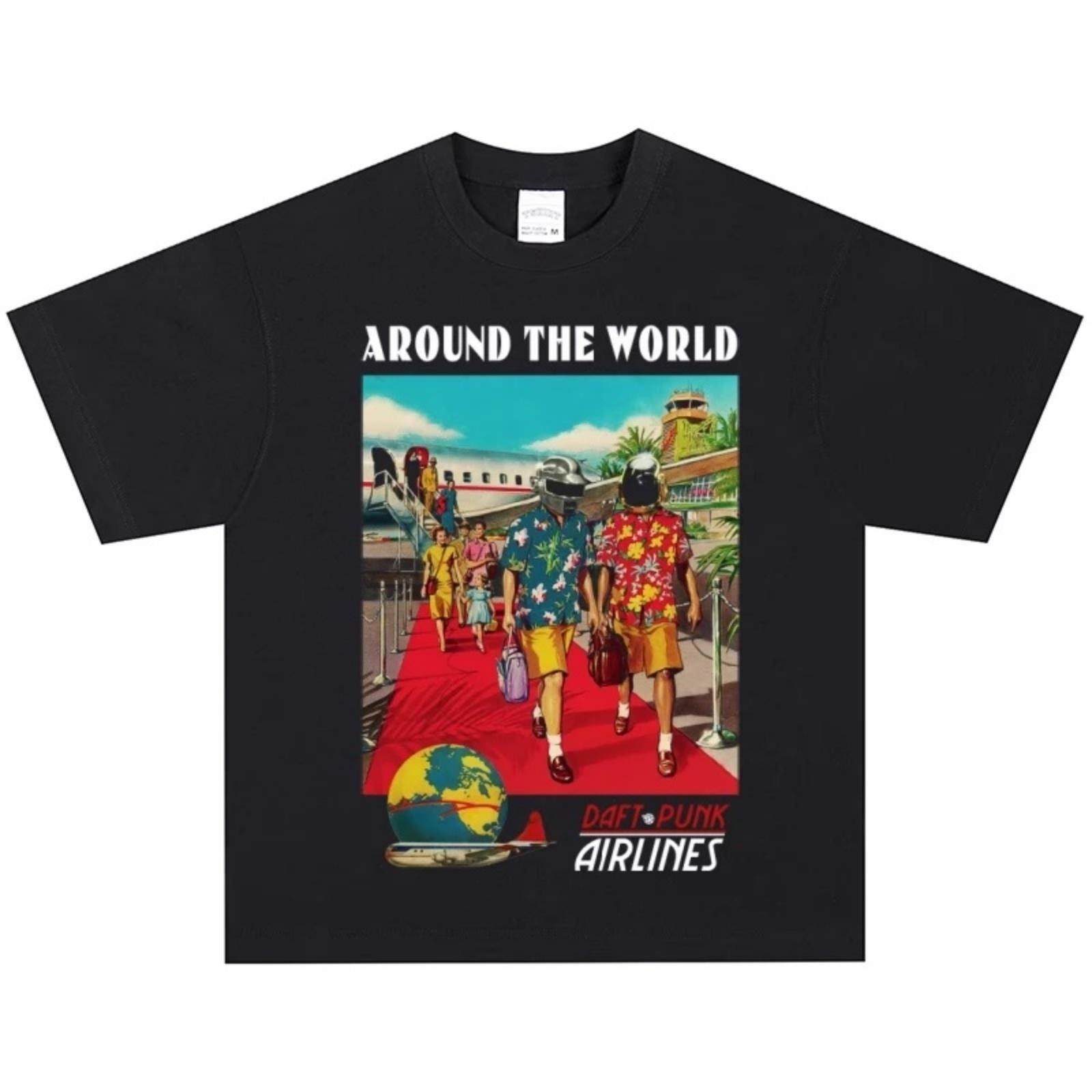 

2025 Daft Punk Band T-shirt, Rock American Retro Street Heavyweight Hip-hop Short-sleeved Vintage High-quality Luxury XXXXXL різнокольоровий