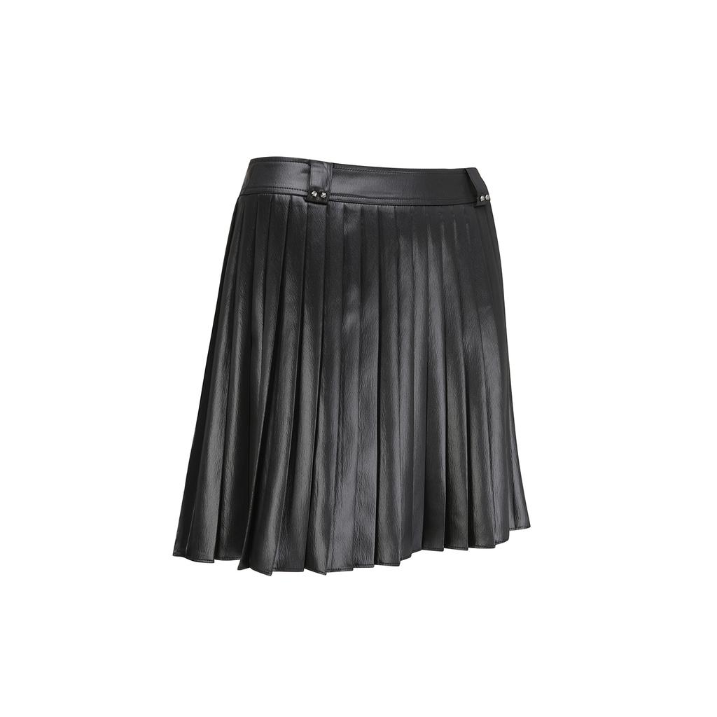 ANEW GOLF Women Sp Leather Like Pleated Skirt_Bk