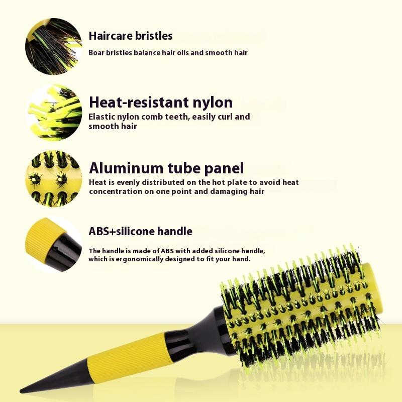 Professional Round Wooden Hair Brush Boar Bristle Mix Nylon Salon Women Hair Styling Tools Hair Curler