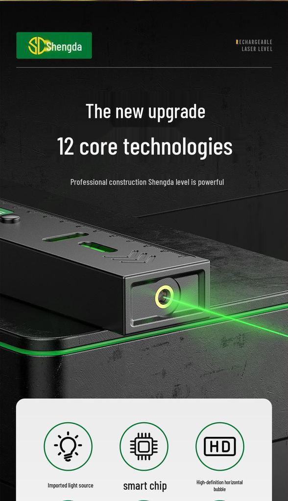 High-Precision Green Cross Line Laser Level with Strong Magnetic Positioning