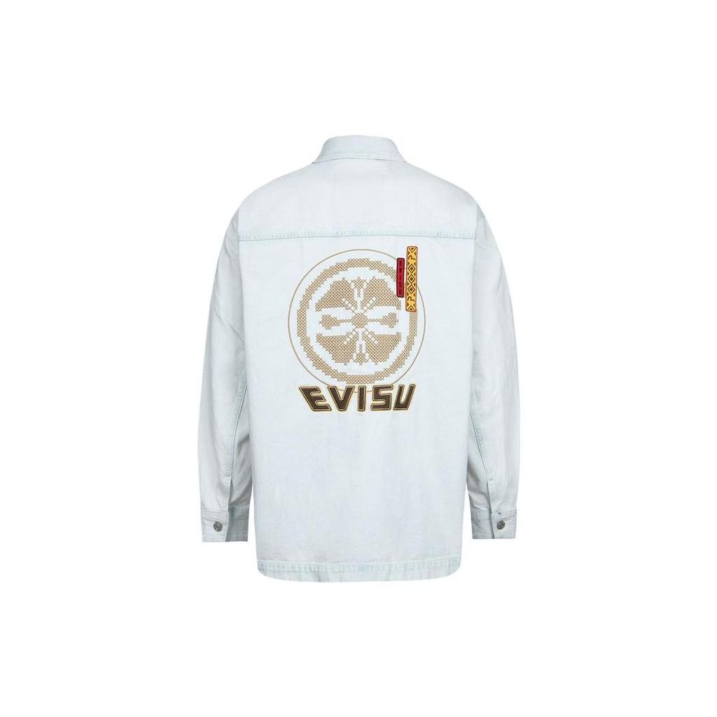 Evisu Letter Pattern Logo Print Single-Breasted Long Sleeve Shirt Unisex shirts 2ESHTM3SJ718XXDN