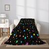 Dreamy Multicolor Star All-Over Print Flannel Thickened Warm Throw Blanket for Bedroom and Living Room, Autumn/Winter Home Decor