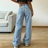2026 High Waist Wide Leg Straight Cut Denim Jeans Women Loose Fit Street Style