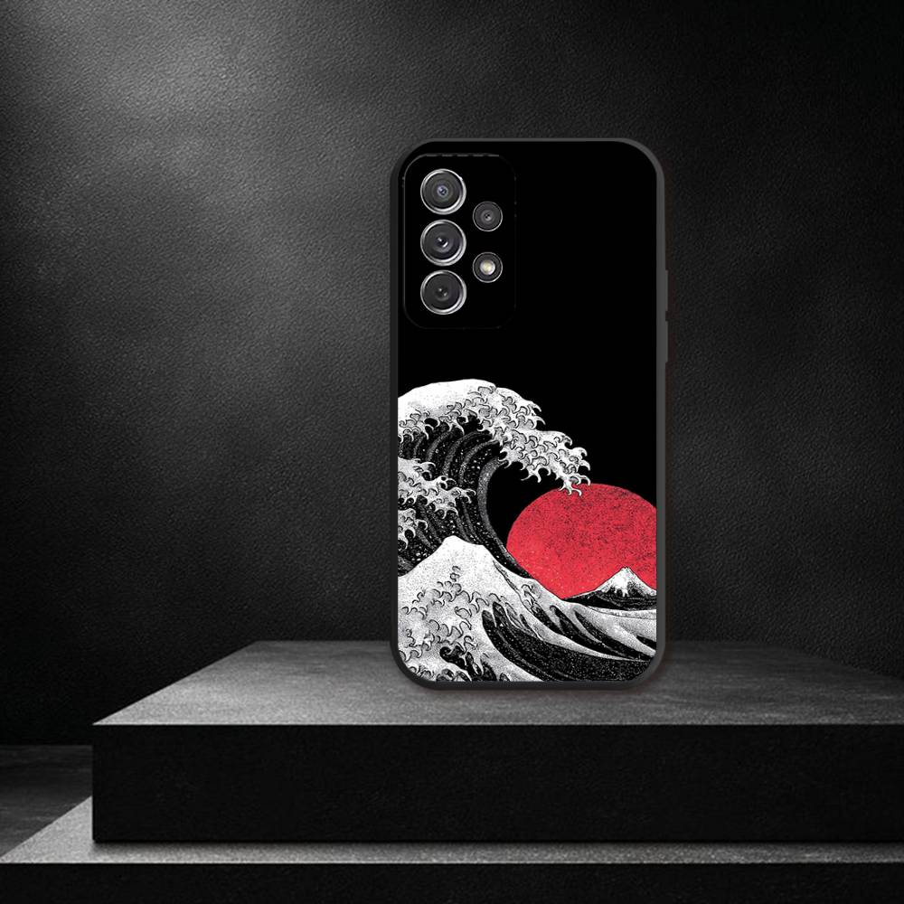 Great Wave Off Kanagawa Phone Case For Samsung S 25,24,23,22,30,21,10,9,Ultra,Plus,Lite,FE,4,5G Black Soft Case