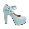 Fashion Spring High Heels Women Platform Pumps Ankle Strap Shallow Mouth Single Shoes Bow Ladies High Heels White Wedding Women Shoes