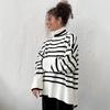 High Neck Striped Jumper for Women Autumn Winter High Neck Pullover Knitwear Versatile Loose Fit Jumper Luxurious Relaxed-fit Slimming Versatile Top