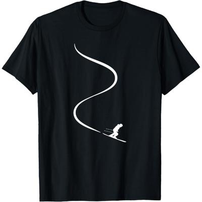 Skier with Tracks In Deep Powder Snow Freeride Gift T-Shirt
