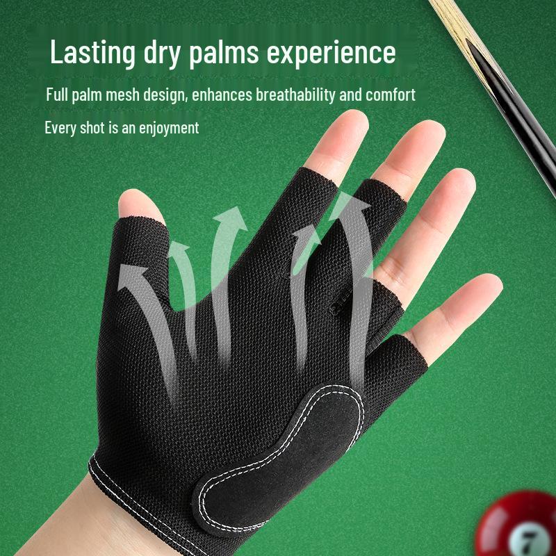 High-Durability Three-Finger Billiard Gloves for Men & Women - Ideal for Professional Snooker Competitions (Right Hand)