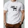 Heren T-shirt met Korte Mouwen - Rond Hals T-shirt Top Shirts met een Kattenontwerp voor Zomerse Casual Kleding