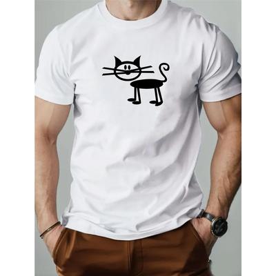 Men's Short Sleeve T-Shirt - Round Neck Tee Top Shirts with a Cat Design for Summer Casual Wear