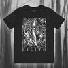 Lilith, Vintage Woodcut Tshirt, Goddess Shirt, Demon Queen, Black Moon T-shirt, Gothic Fashion, Creepy Unisex Jersey Short Sleeve Tee