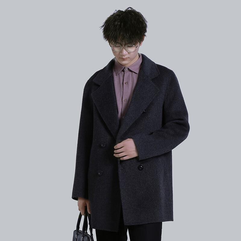 Yiliteng Men's 100% Wool Double-Faced Overcoat