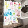 1Pc Farm Animals And Cute Flowers Shower Curtain, Decorative Bath Curtain, Polyester Fabric, Fun Bathroom Decor With 12 Hooks,