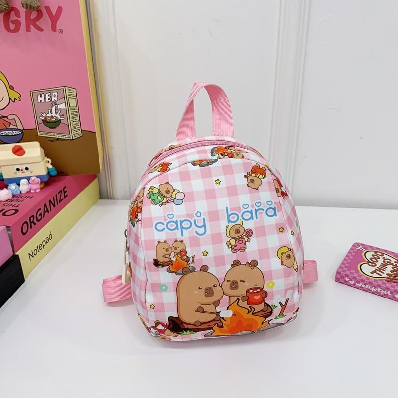 School Bag New Love Cartoon Plaid Lightweight and Versatile Children's Bag Going Out Snack Bag