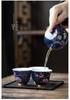 Sky Blue Gold-Accented Small Teacup Set for Home, Personalized Kung Fu Tea Tasting, Six-Cup Gift Box for Gifting.