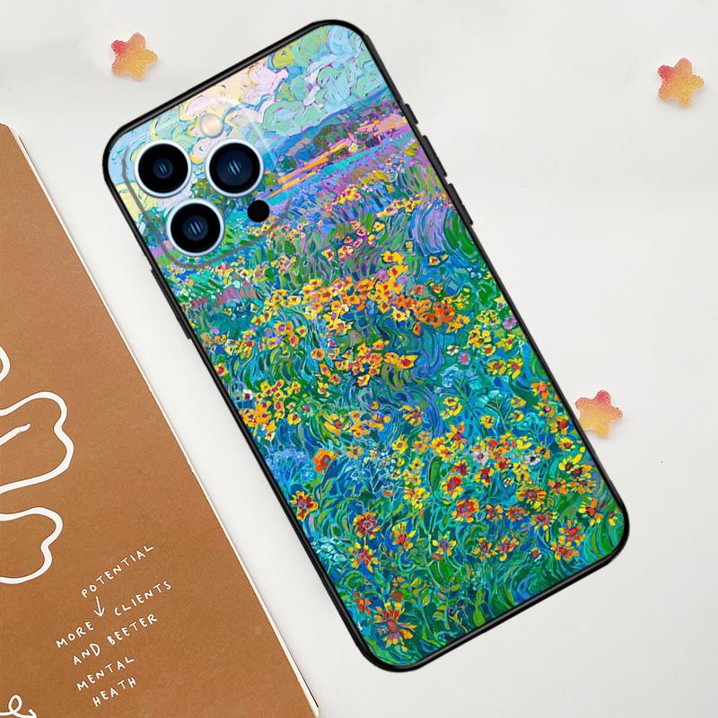 Colourful Flower Painting Art Case For iPhone 15 16 14 13 12 11 Pro Max Plus X XR XS Max 12 13 Mini Soft Bumper Cover