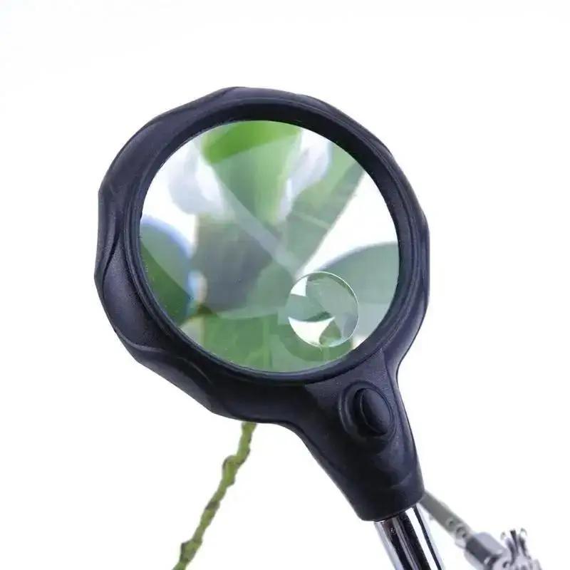 Desktop Magnifier Welding Magnifying Glass LED Holder Soldering Repair Tool Loupe Third Hand For Soldering Inspection Mirror