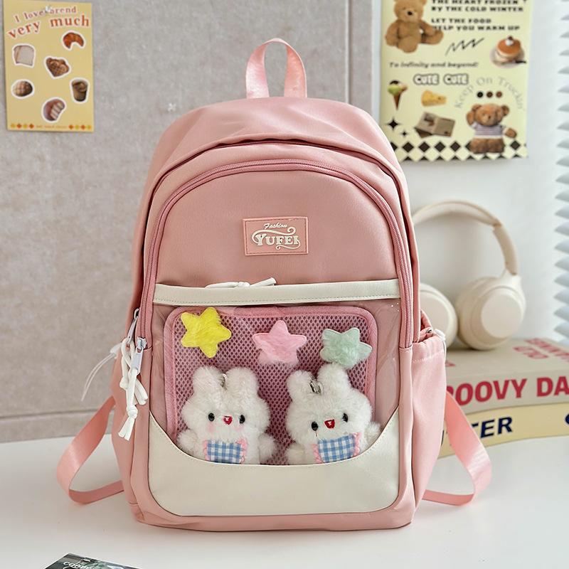 

Shoulder Dual Contemporary Bag With Large Capacity For School Use And Adventures Travel Without Pendant розовый