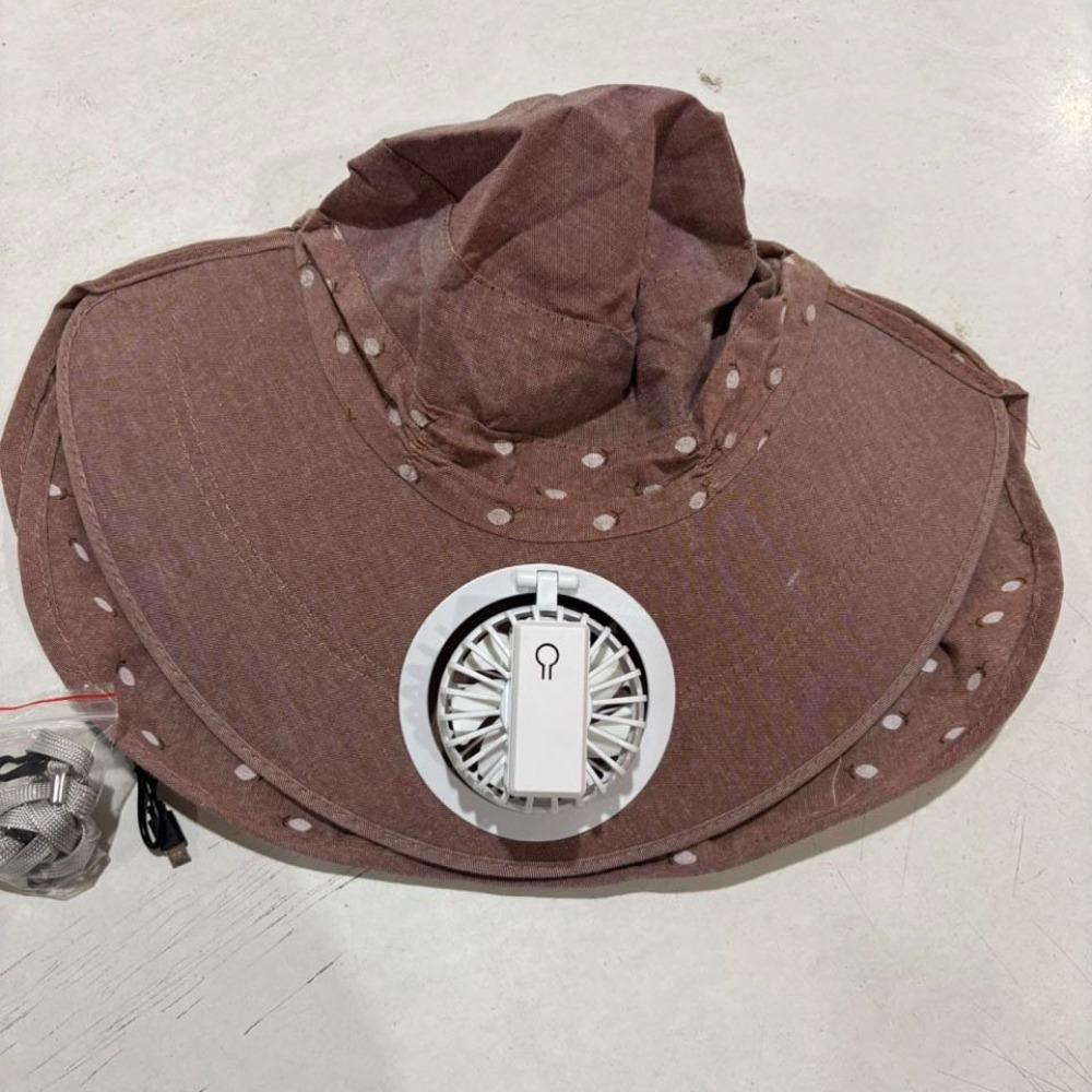 With Neck Flap Tea Picking Hat Windproof Women Sun Hat Breathable Electric Fan Bucket Hat  Women