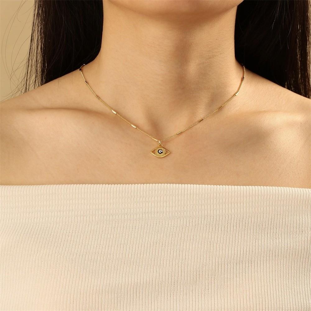 Vintage Devil's Eye Necklace Copper Gold Plated Eyeball Neck Chain Demon Eye Necklace Party Favors